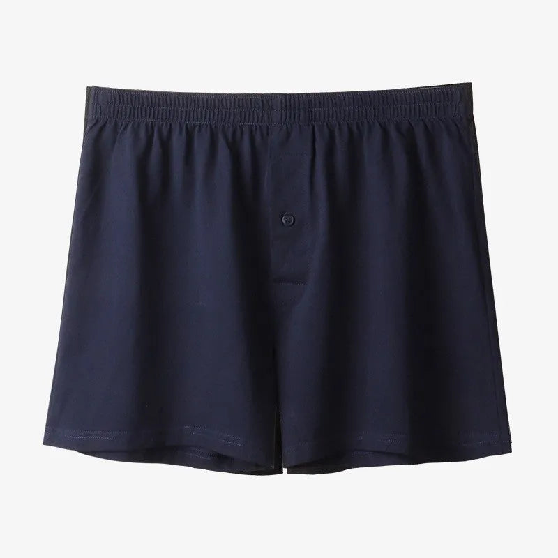 Men's loose fit pure cotton boxer shorts in black, high waist design