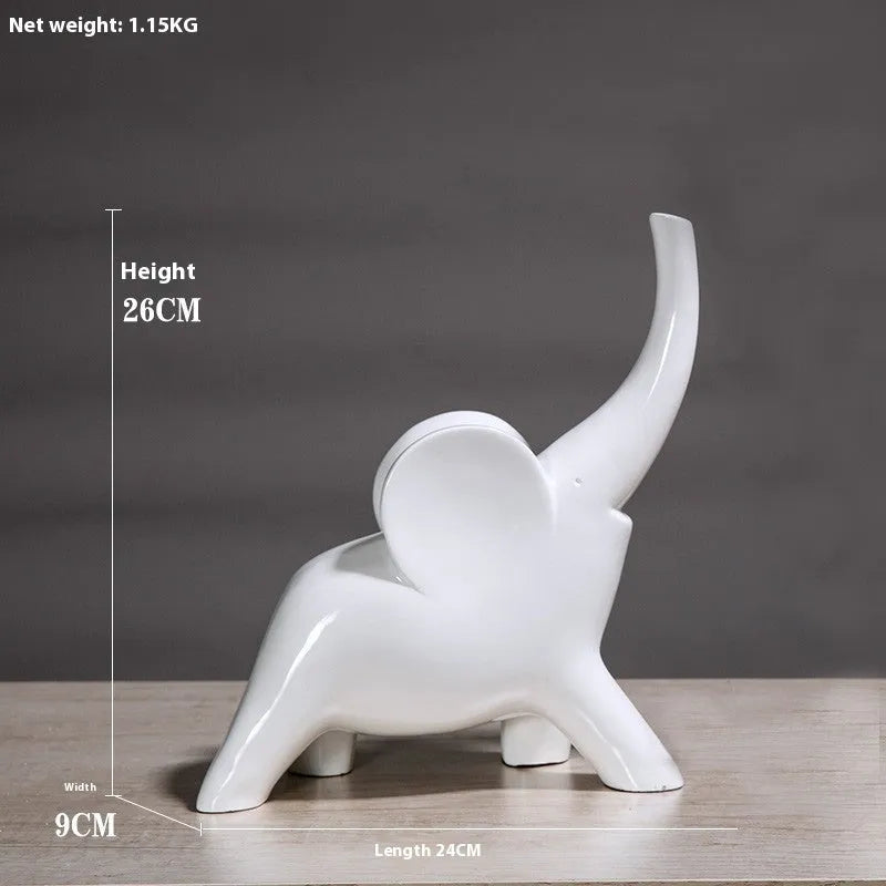 Fortune Bring Elephant ornament in rose gold or white, modern minimalist resin decoration
