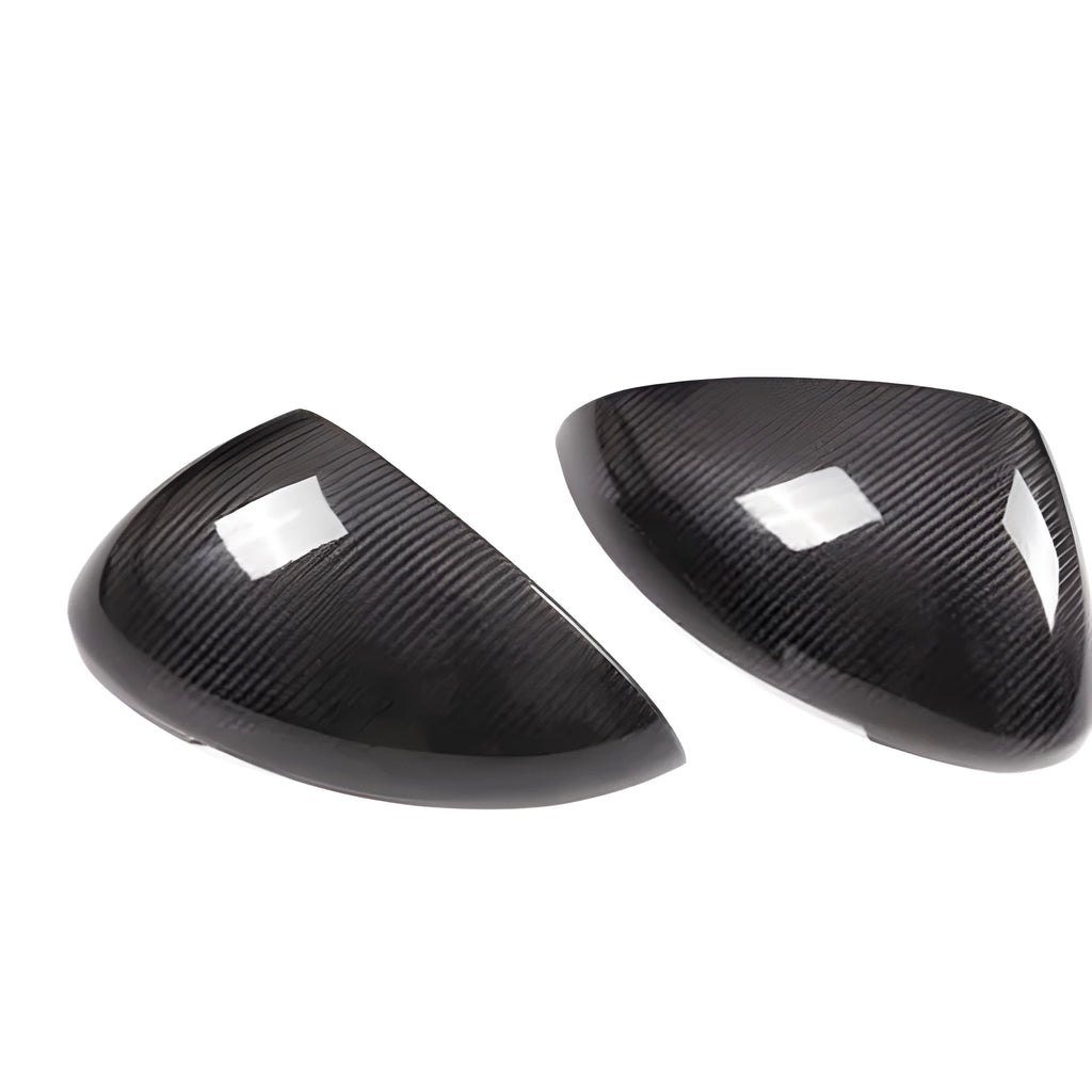 Pair of black true carbon fibre rearview mirror covers for Porsche Macan