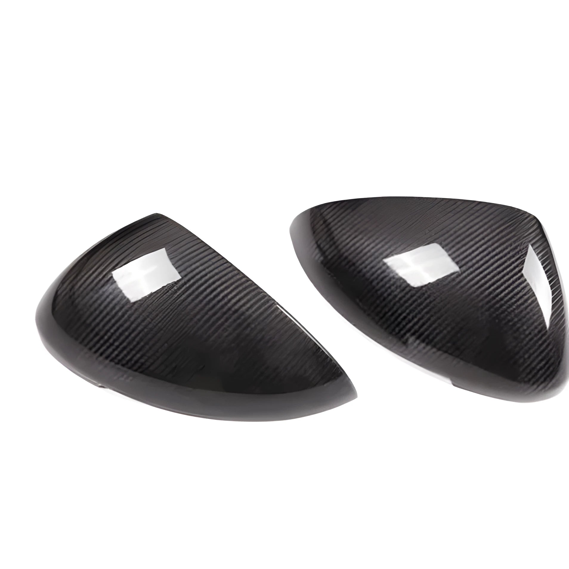 Pair of black true carbon fibre rearview mirror covers for Porsche Macan