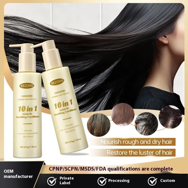 Wash-free soft 10-in-1 hair conditioner bottle, 210g disposable format for moisturising and nourishing hair