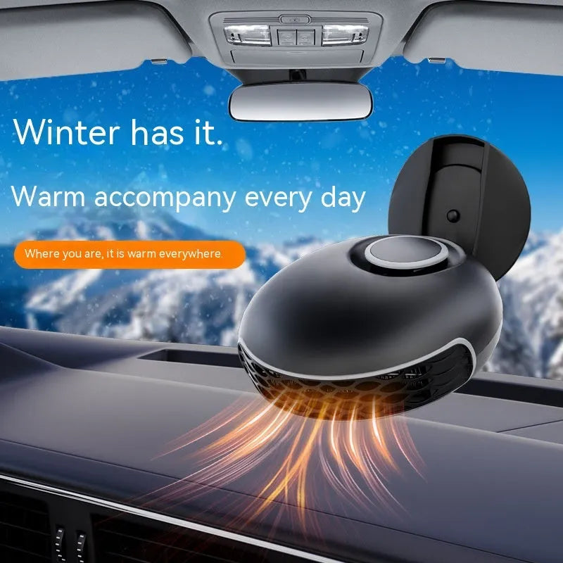 Black car defrost heater unit with cable for 12V 24V vehicle electrical systems