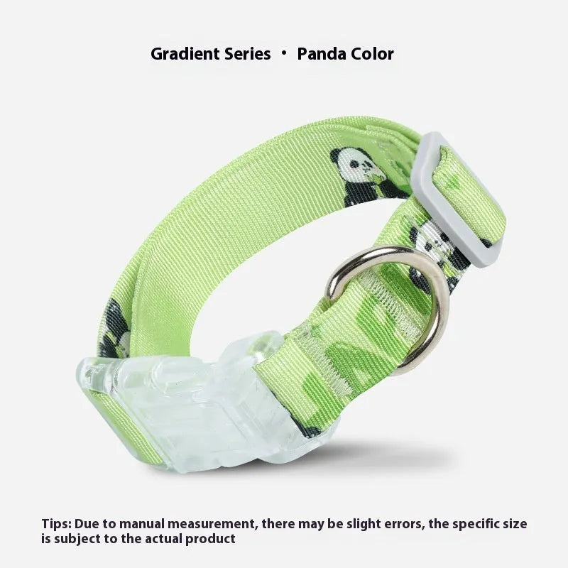 Adjustable nylon dog collar with cartoon gradient printing pattern in two colour variants