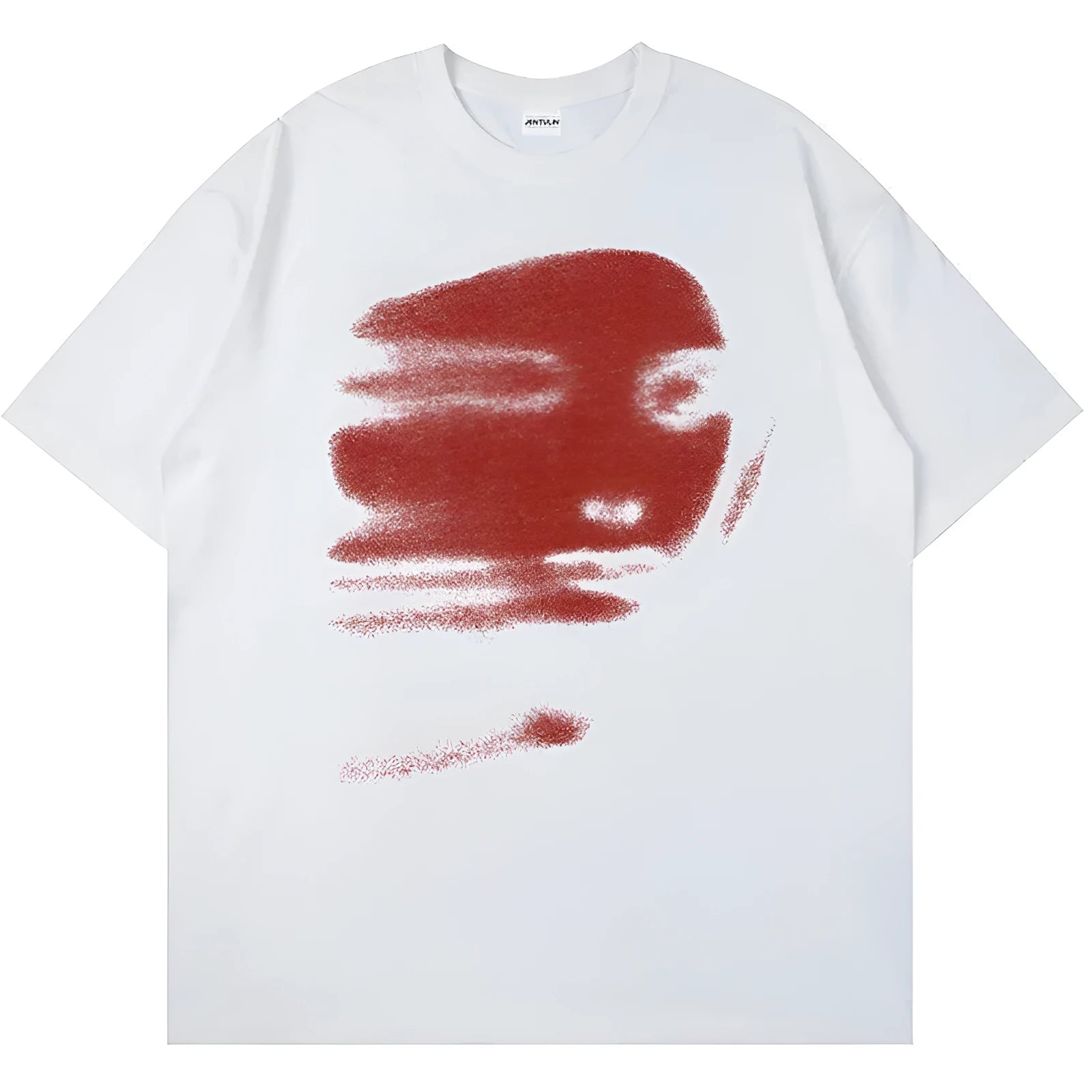 White cotton loose fit short sleeve T-shirt with round neck for men and women