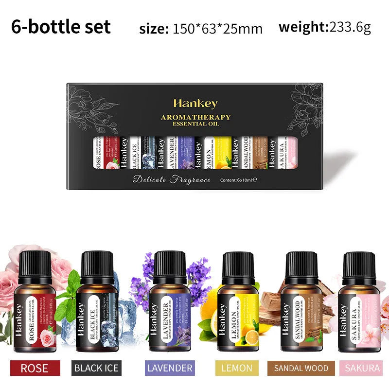 Boxed sets of water-soluble aromatherapy essential oils in 3, 5, 6, 10 or 12 bottle combinations
