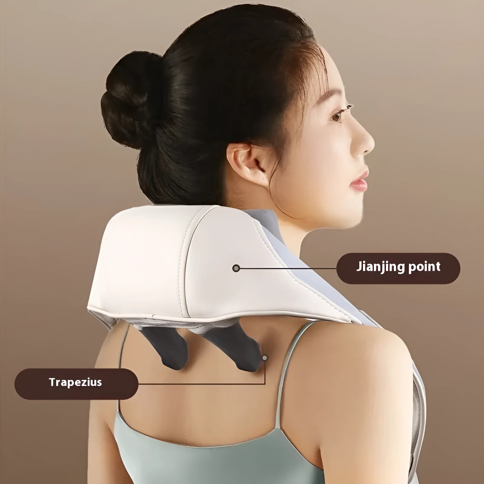 Blue foldable electric neck and shoulder massager with display screen