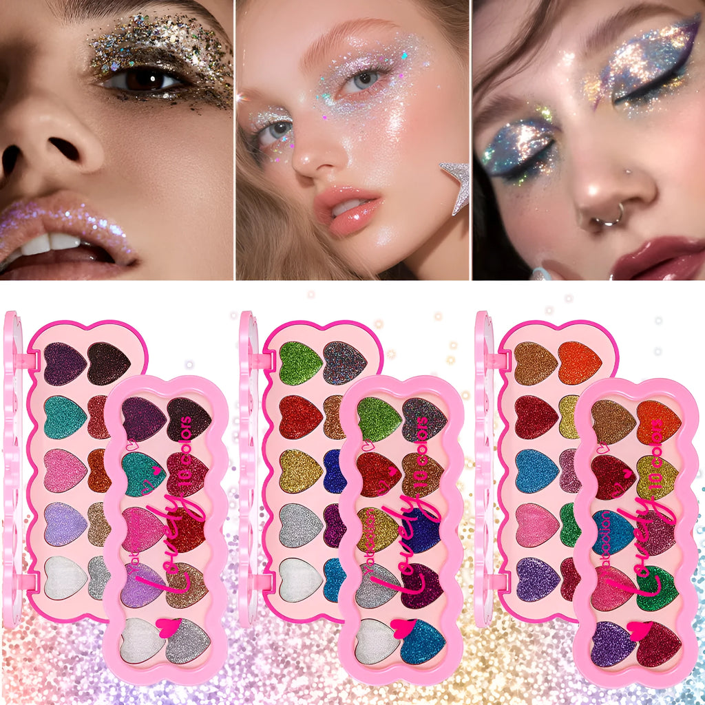 Ten-colour pearlescent eye shadow palette for punk and festival makeup styles