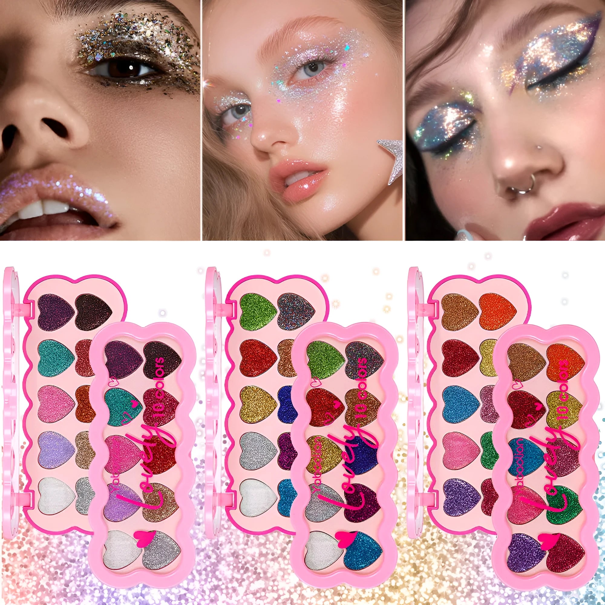 Ten-colour pearlescent eye shadow palette for punk and festival makeup styles