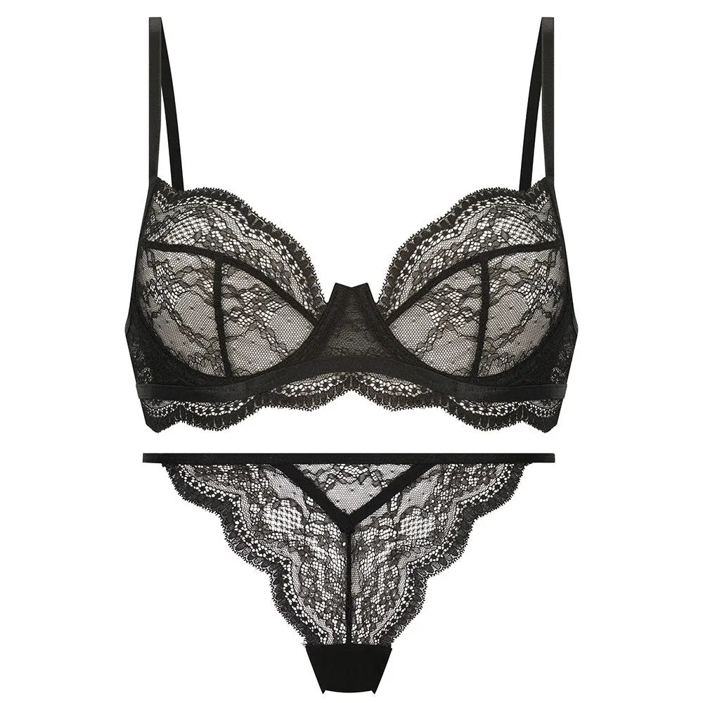 Women's French bikini set in nylon with fixed double-shoulder straps available in black red and green