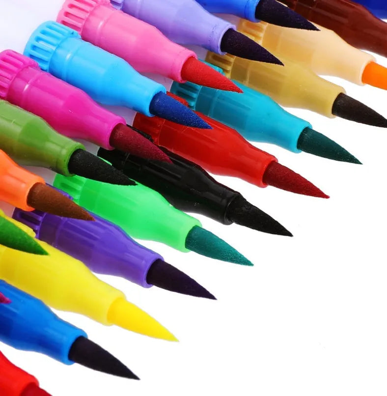 Set of watercolour pens with plastic barrels in various colours arranged by colour count options