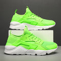 Men's low top casual shoes with cross strap design and mesh construction in fluorescent colours