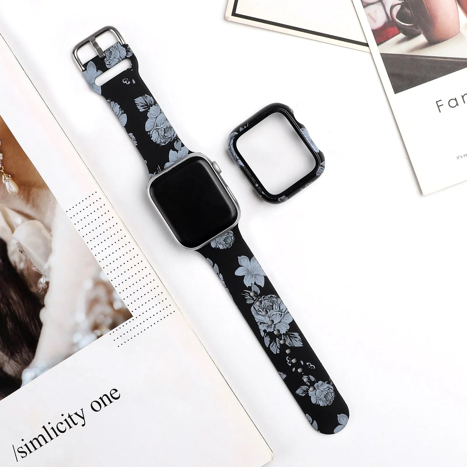 Printed silicone watch strap for Apple iWatch in multiple sizes and design options