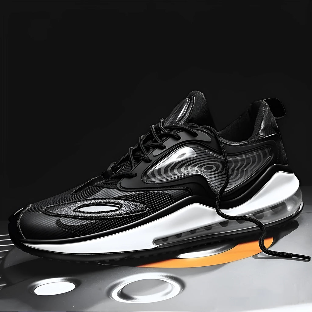 Men's summer air cushion casual shoes in Space Black colour with rubber soles