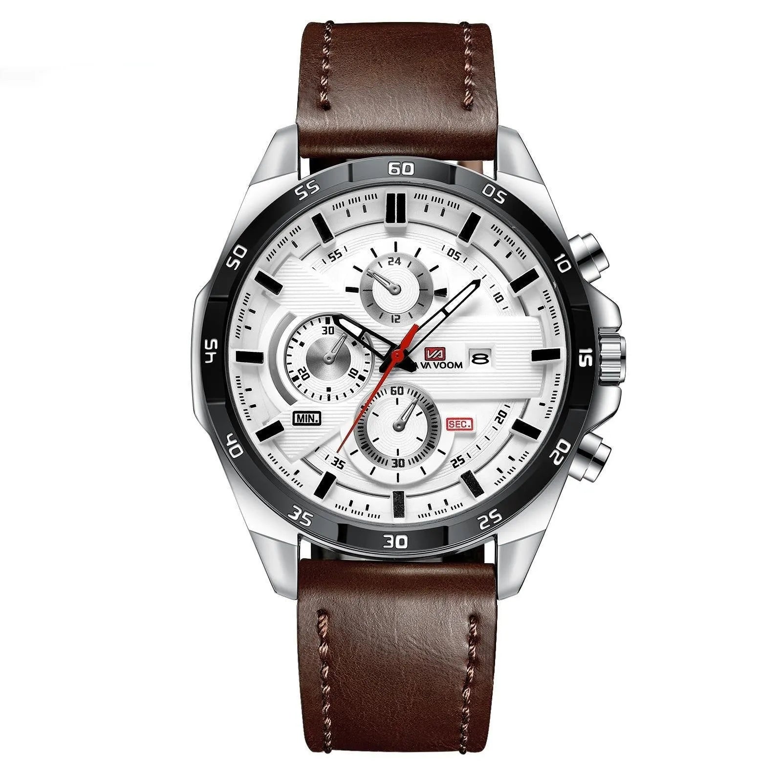 Men's waterproof quartz watch with calendar function in black and rose gold combination