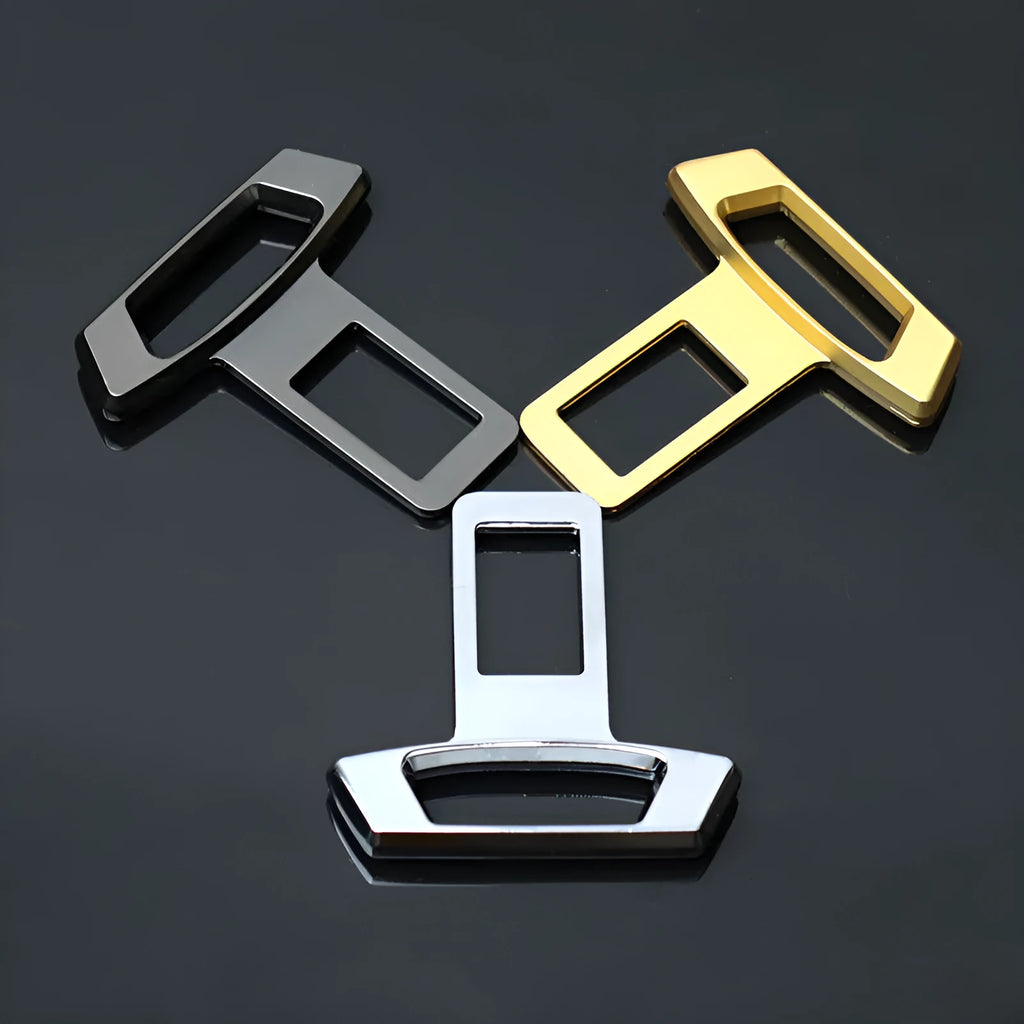 Metal car interior silencer insert shown in matte black, gold, and silver colour options.