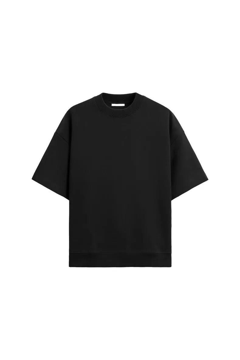 Men's double-sided texture short sleeve and shorts set in polyester fabric with loose fit