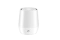 White USB aroma diffuser with simulated flame effect and compact design for bedside use