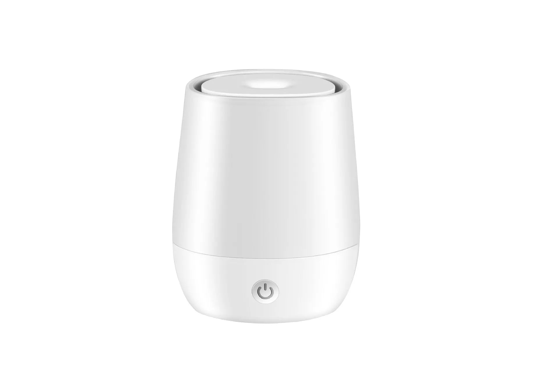 White USB aroma diffuser with simulated flame effect and compact design for bedside use