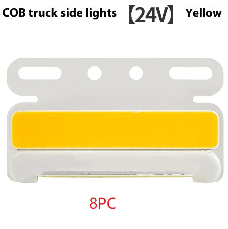 12V 24V aluminium alloy waterproof COB LED truck side light and grounded tyre marker in multiple colours.