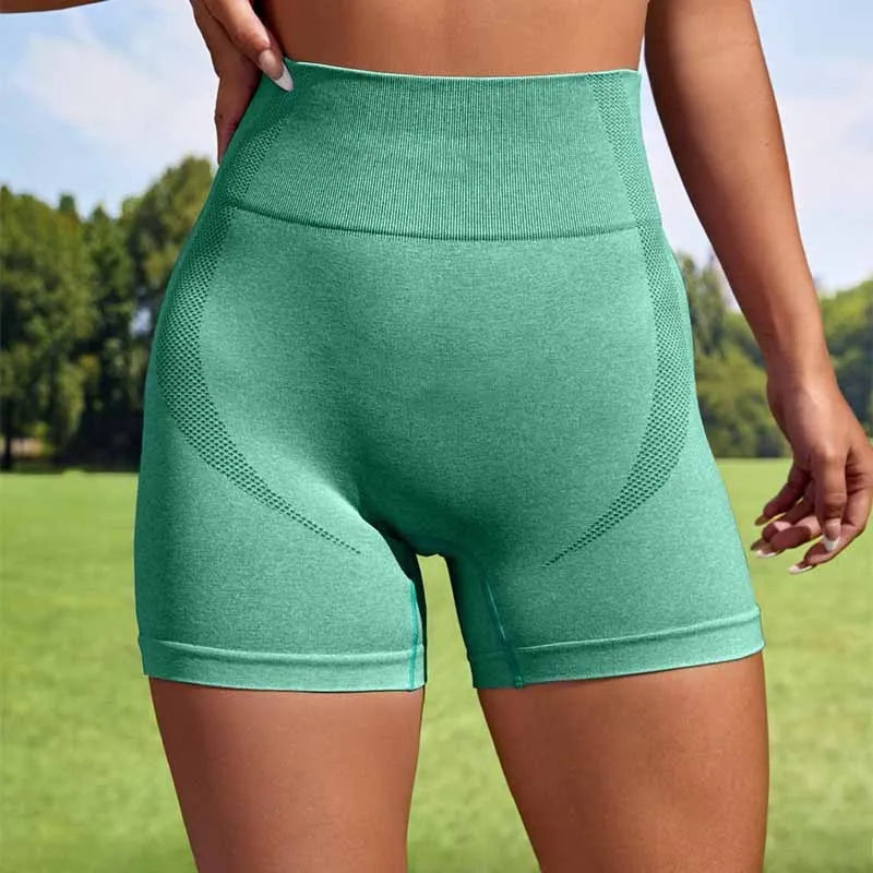 Women's seamless high-waist sport short leggings in multiple colour options