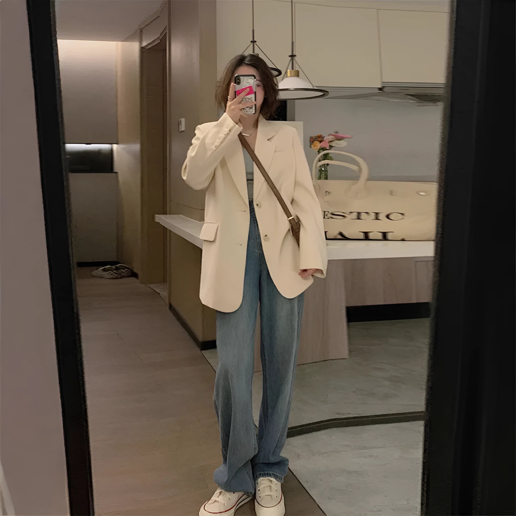 Korean-style fried street small suit jacket in solid colour with pocket details