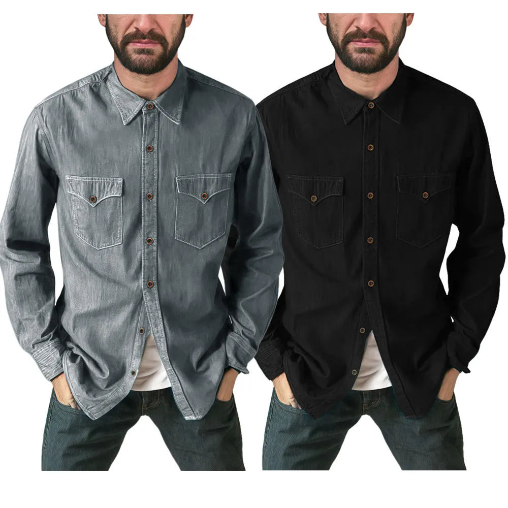Men's regular fit denim cardigan coat in khaki colour with button front.