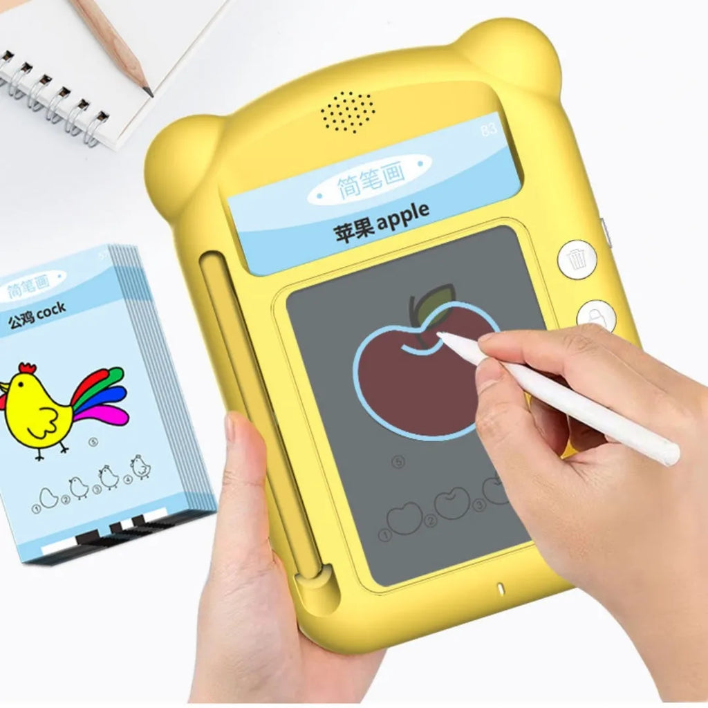 Yellow ABS plastic bilingual early learning machine with educational cards for childhood development