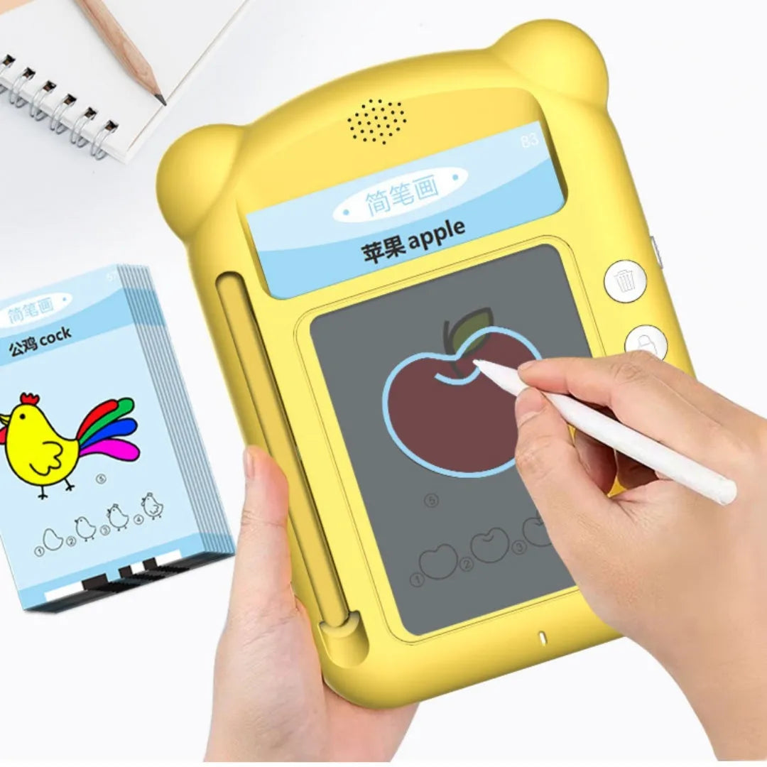 Yellow ABS plastic bilingual early learning machine with educational cards for childhood development