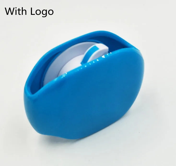 Automatic earphone retractor winder in black with extended cable showing push-type mechanism