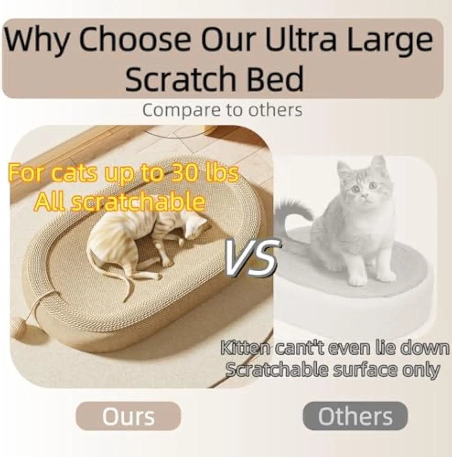 Ultra large natural sisal cat scratching board with lounge platform top.