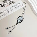 Guofeng Chinese style bead pendant keychain with plant and flower pattern in Fan colour
