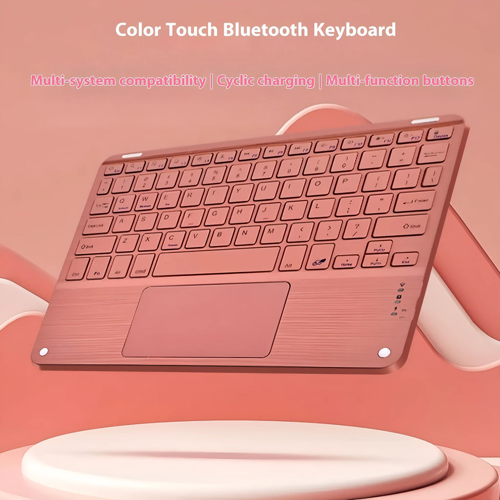 Square Hat Touch Bluetooth wireless charging keyboard showing full-colour illuminated keys on a black background.