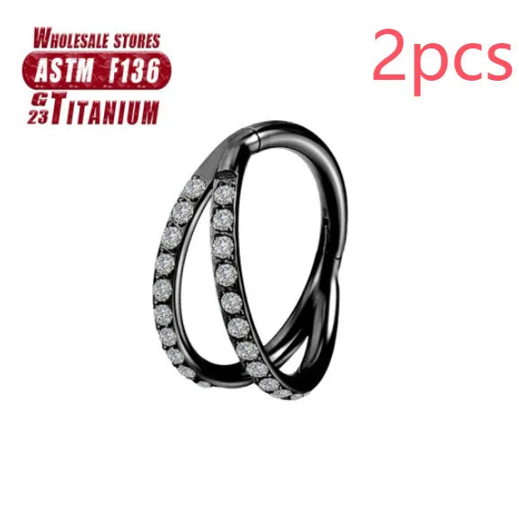 Titanium alloy fork nose ring with screw-on ball closure in silver finish.
