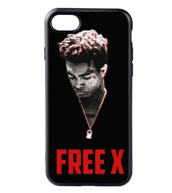 Transparent matte iPhone case featuring an Xxxtentacion graphic design, showing half-wrapped sides.
