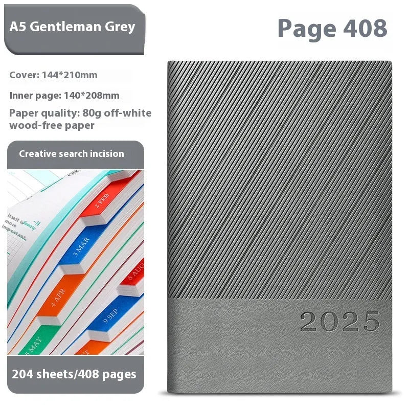 Office thick notepad with striped PU leather cover showing bean green colour option