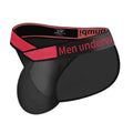 Men's gradient transparent ice silk briefs with large V-front design in black, red, and white colour options
