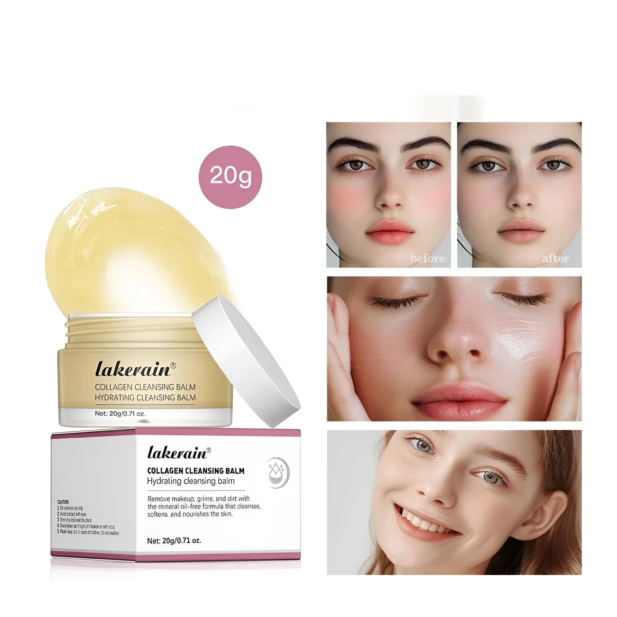 Rose fragrance makeup remover cleansing cream 20g container for facial and lip cleansing