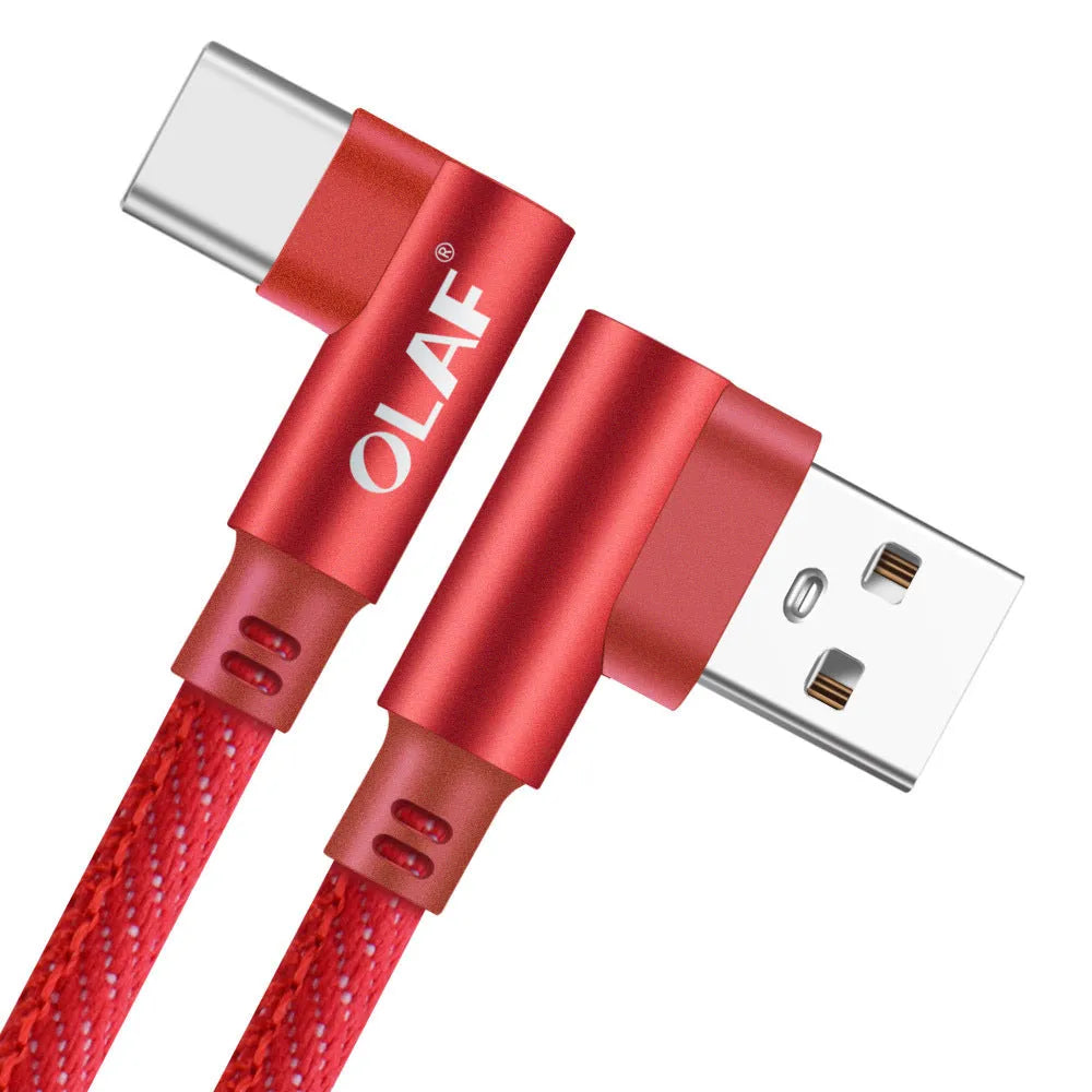 Denim braided fast charging USB cable with aluminium alloy connectors in black blue and red