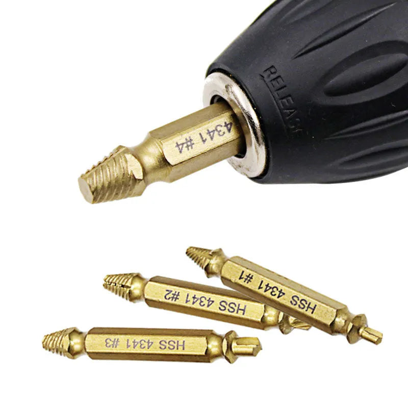 4341 high-speed steel screw extractor set with 5 pieces for removing damaged screws and bolts