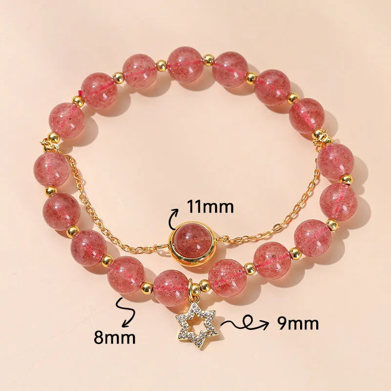 Handmade girls bracelet with natural agate, crystal beads in four colours, and cute fruit and animal shapes.