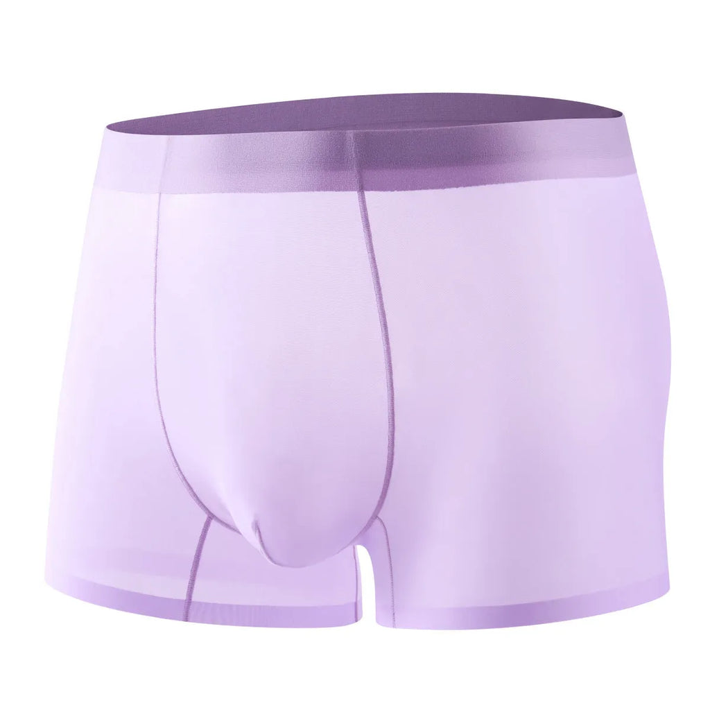 Men's Ice Silk boxer briefs in solid colours showing seamless, ultra-thin design