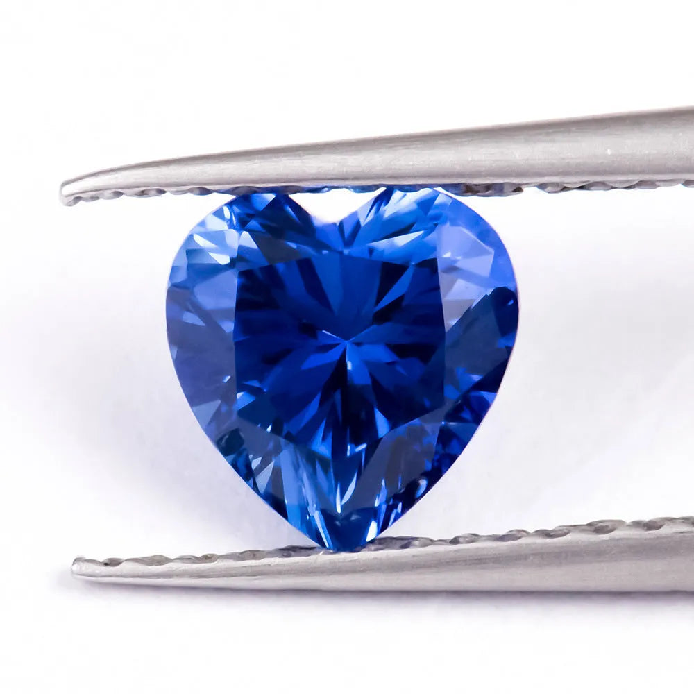 Heart-shaped tiara cut synthetic royal blue gemstone for jewellery making
