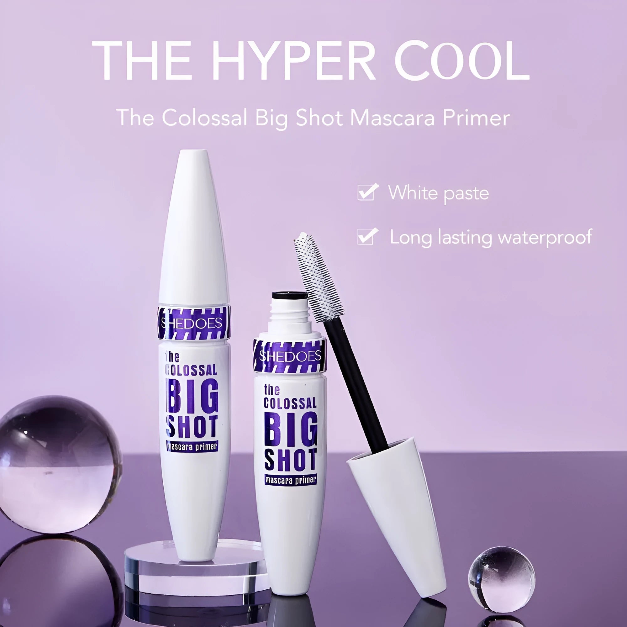 White waterproof curling mascara tube with 10ml quick-drying thick formula
