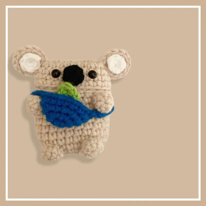 Handmade knitted koala bear backpack cover for AirPods charging case protection