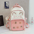 Korean cartoon animation style backpack in two sizes with curved shoulder straps.
