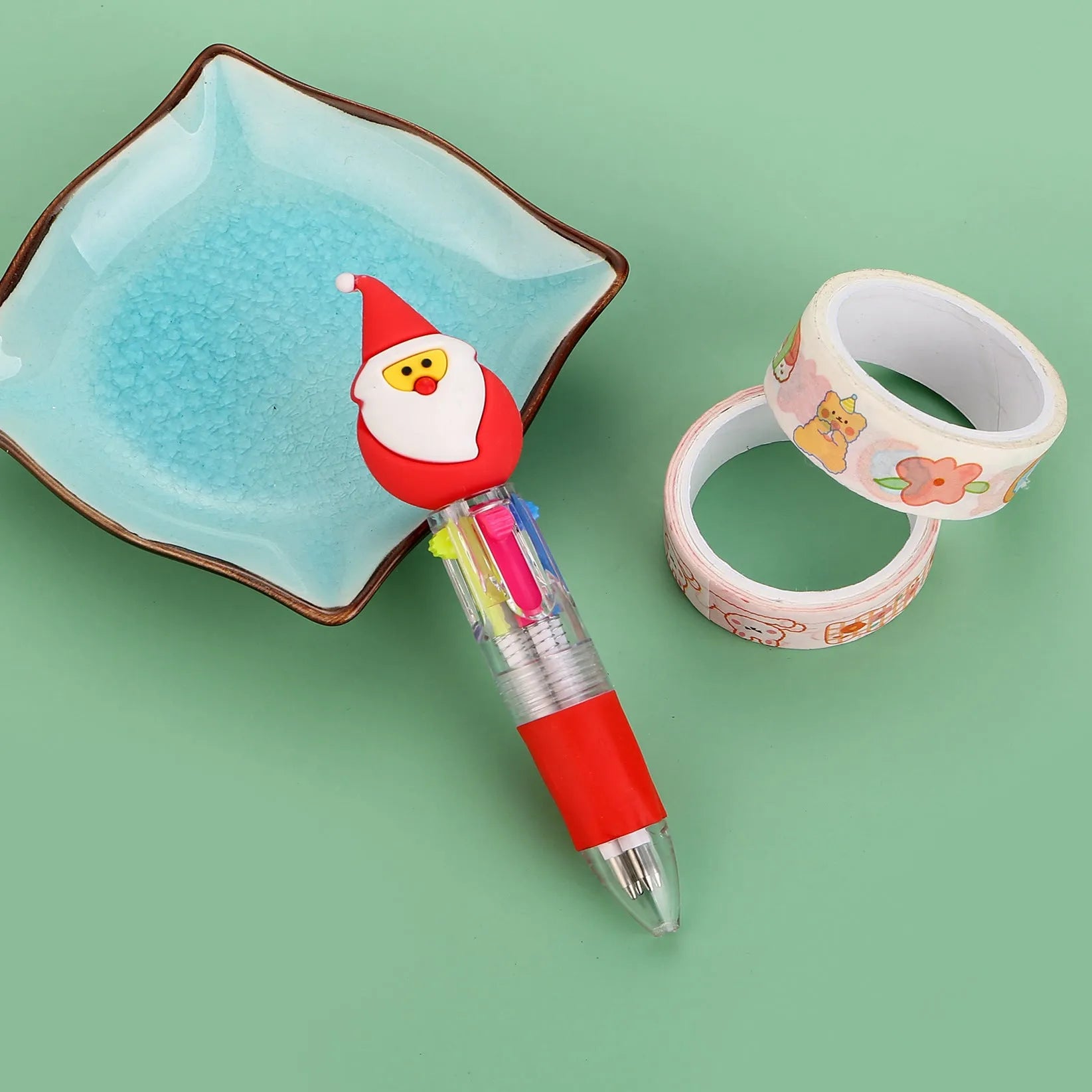 Christmas mini four-colour ballpoint pen with press mechanism and festive designs