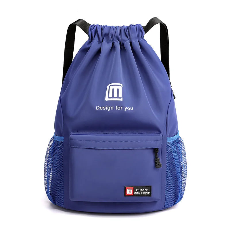 Waterproof Oxford travel backpack in multiple colours with drawstring closure and shoulder straps