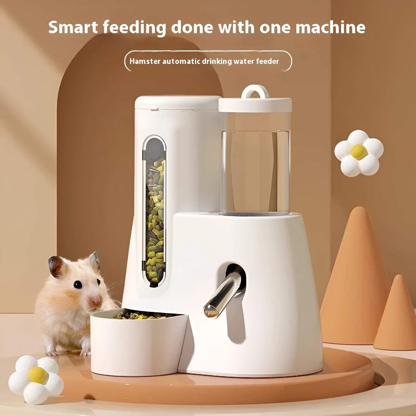 Blue hamster automatic drinking water feeder with kettle food basin for small rodent cages