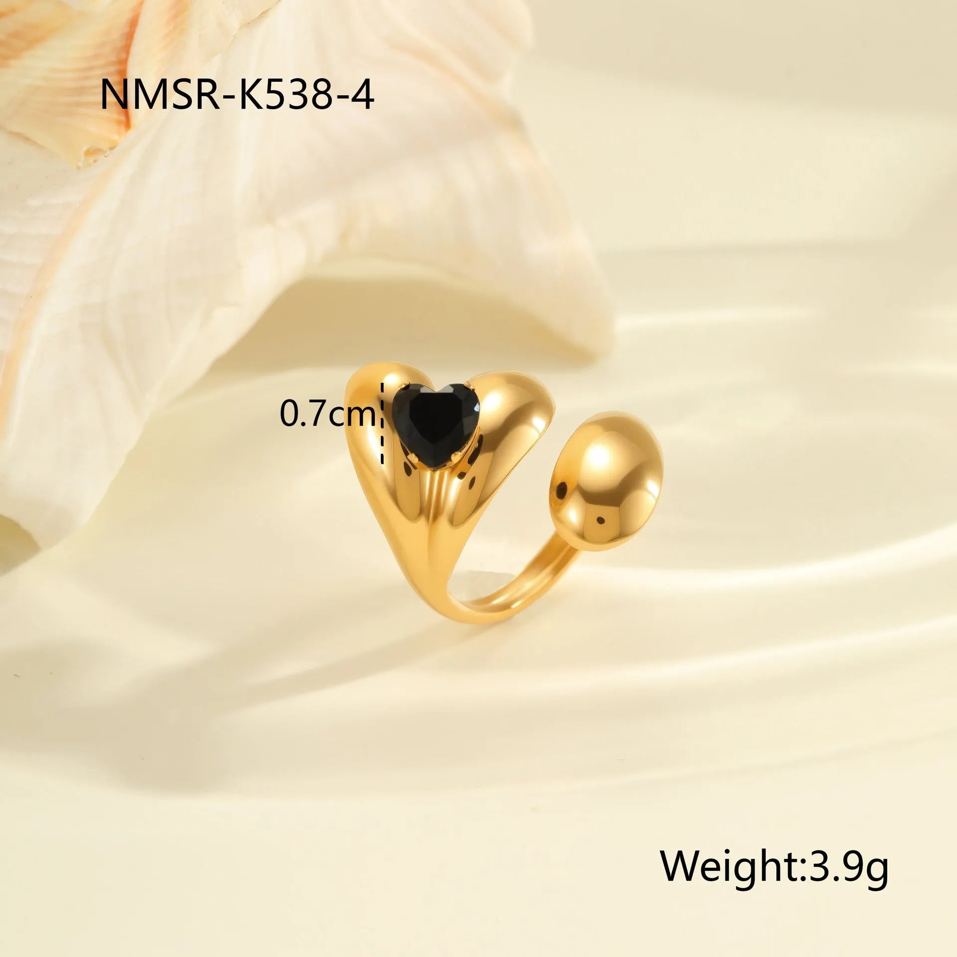 Geometric zircon ring with open mouth adjustable design in stainless steel