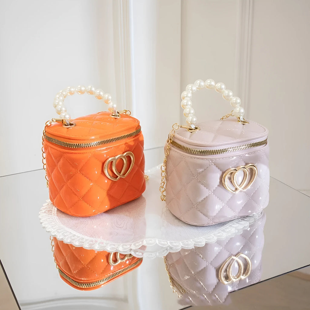Women's PVC bucket gel bag with heart pattern in various colours